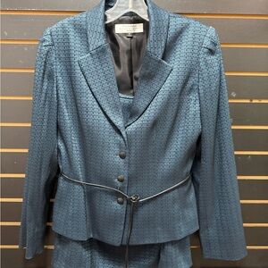 Tahari Arthur S. Levine Slate Blue Skirt Suit 10P